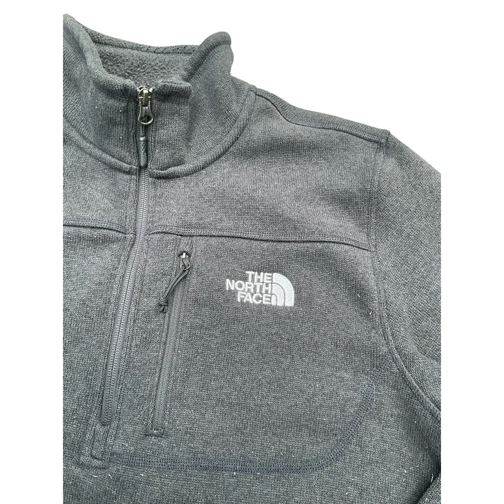THE NORTH FACE Men's 1/4 Zip Fleece Sweater Pullover Large Black Gray